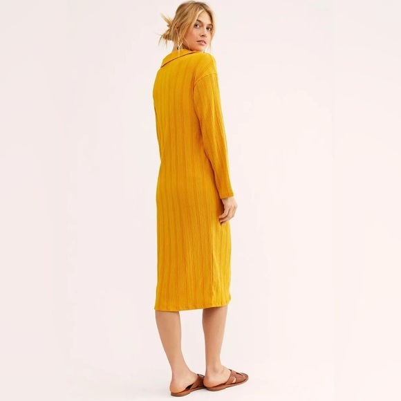 EUC - FP Beach Palma Ribbed Midi Tee Shirt Dress - size S/P - marigold - Picture 2 of 6